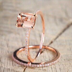 NEW 2 Piece Rose Gold Ring Set Sz 7